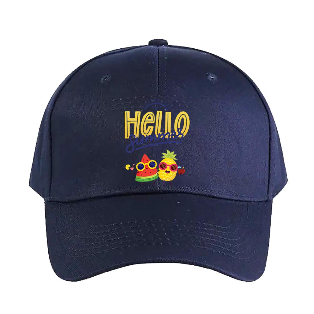 Hello Summer Watermelon and pineapple holiday Summer Woman Man Baseball Cap Adjustable with Curved Brim Duckbill Cap