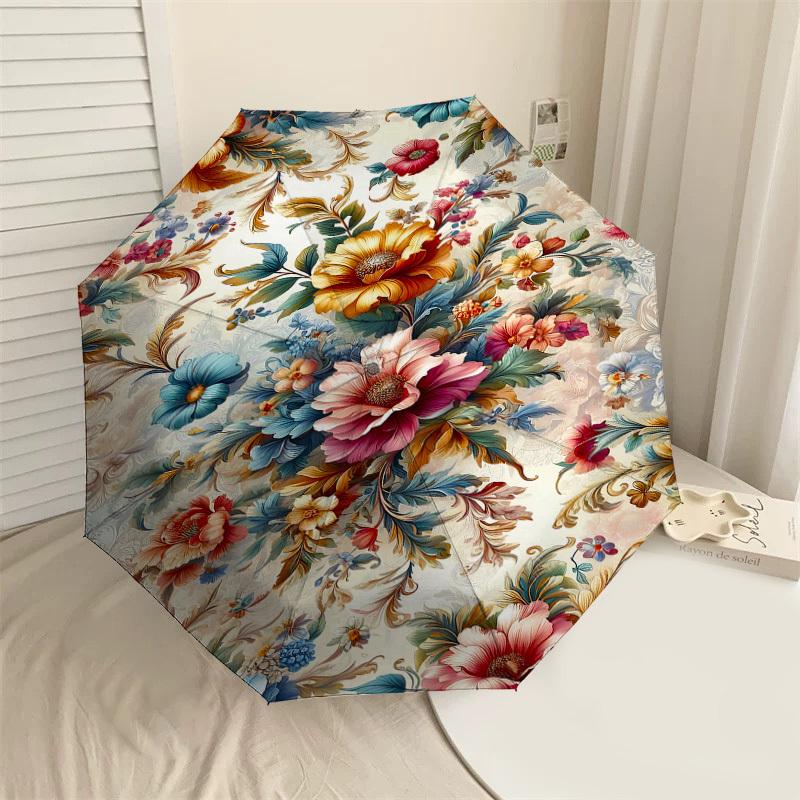 

1PC Floral Pattern Umbrella-8-Rib Reinforced, Automatic Open, Lightweight & Durable, Cute Fashion Accessory for Outdoor-P113