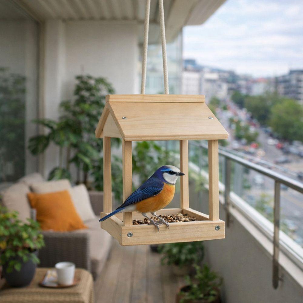 Rustic Hummingbird Feeders Wooden Hanging Birdhouse Pet Supplies Open Bird Feeder  Balcony