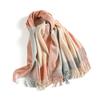 Winter Plaid Wool Scarf Women's New Warm and Fashionable Pure Wool Scarf To Prevent Cold Simple and Versatile Tassel Scarf