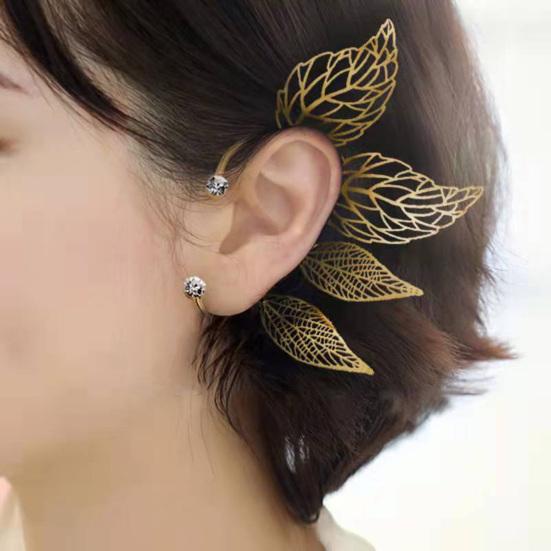 

1шт художественные клипсы для ушей декоративные полые серьги-клипсы в форме листа
