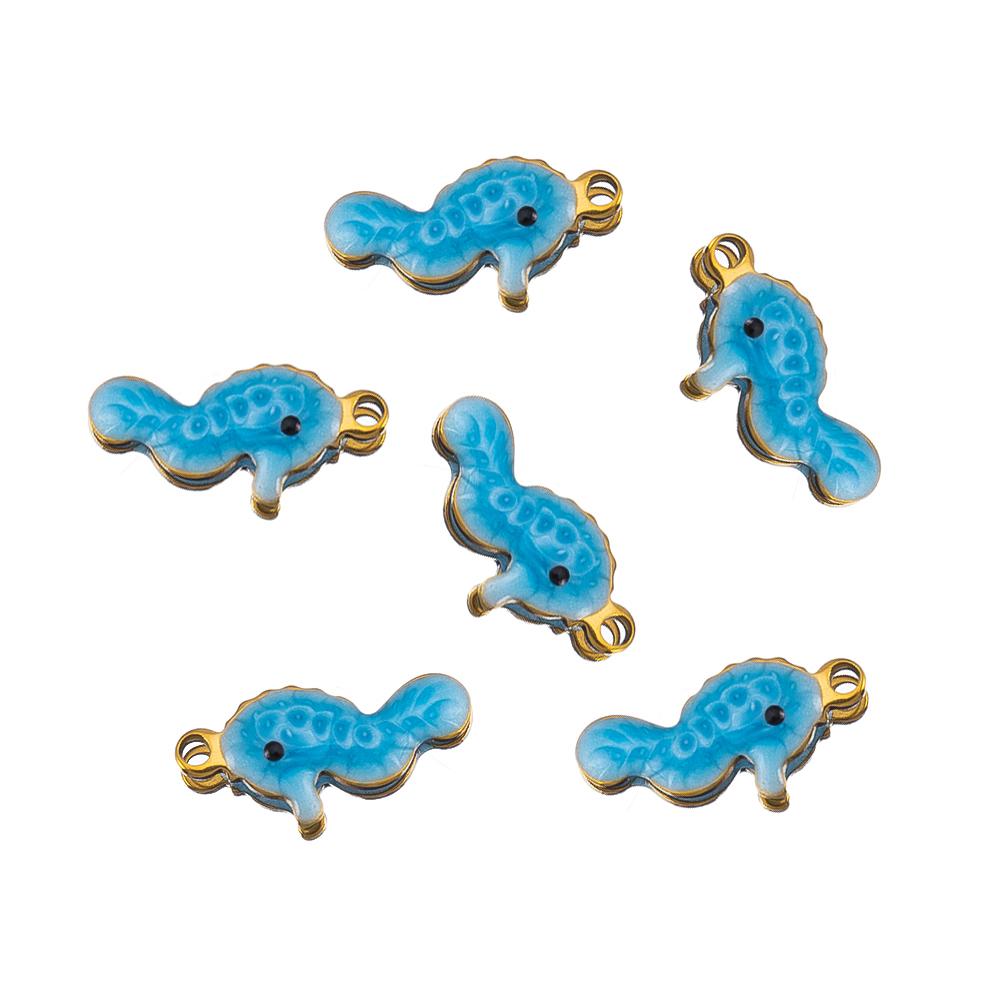 10pcs Stainless Steel Enamel Octopus Seahorse Dolphin Crab Clown fish Charm Bracelet Earring Pendant Base for DIY Jewelry Making