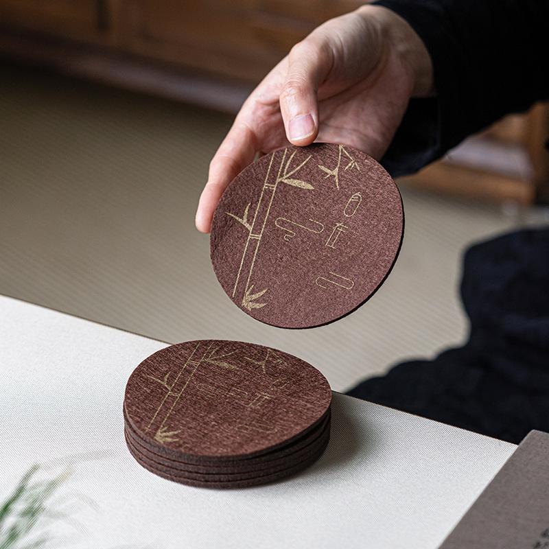 6 Stück Chinesische Untersetzer Teetasse Hitzebeständige Matten Premium-Haptik Hitzebeständig Wasserdicht Zuhause Stoff Tischgeschirr Abstandshalter