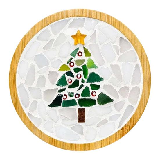 Handmade Christmas Present Ideas Mosaic Coaster DIY Kit, Festive Art Santa Wreath Acrylic Tile Supplies Snowman Pattern, Craft Kit for Adults, Holiday