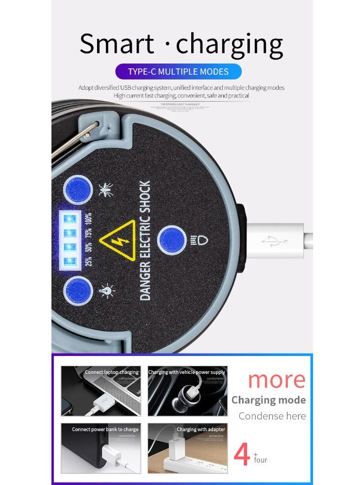 Hanging UV LED Mosquito Killer Lamp Electric Shock Insect Repeller Light USB Portable Outdoor Waterproof Hiking Camping Lantern