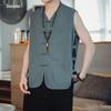 Men's Retro Linen-Cotton Sleeveless Waistcoat - Chinese Style Buttoned Vest