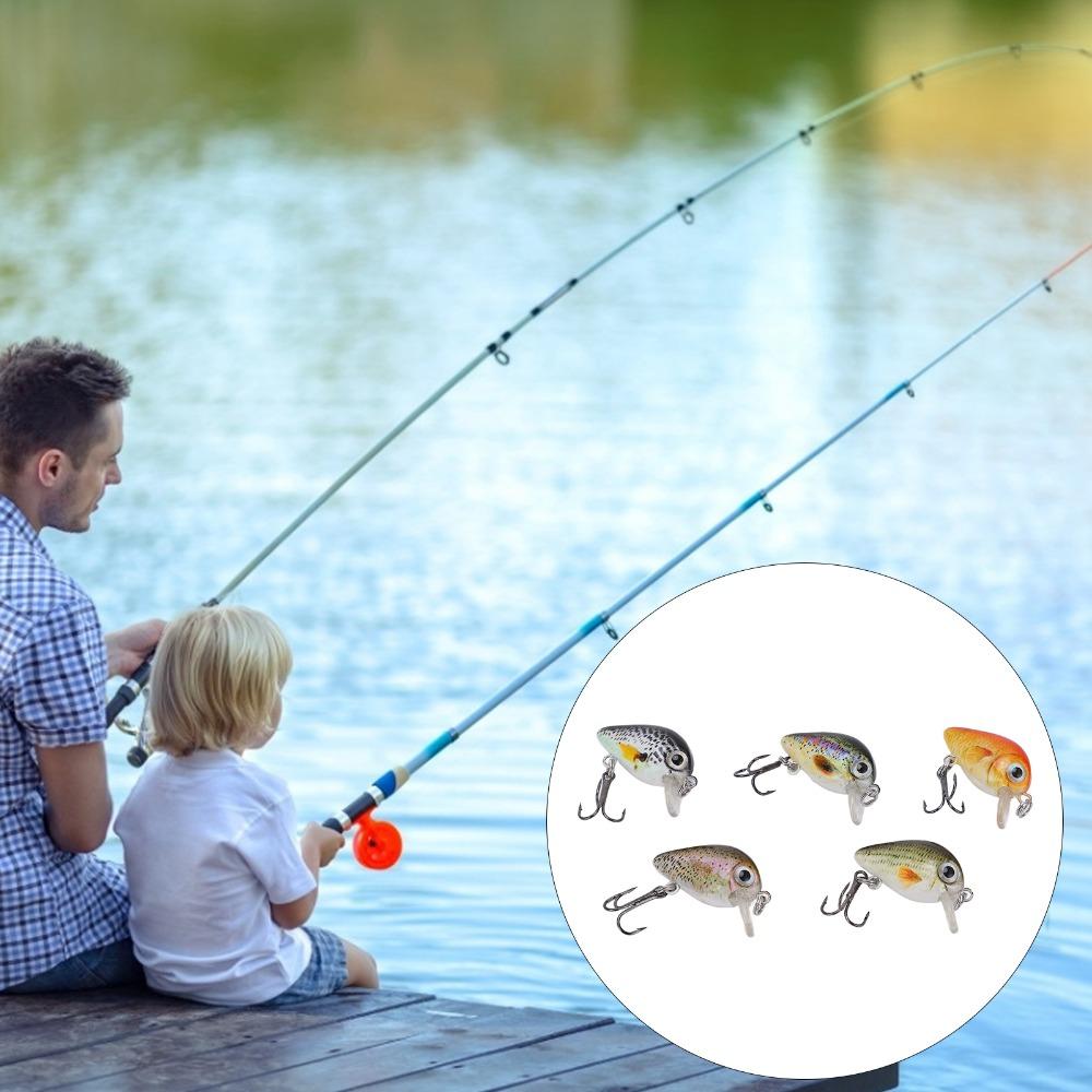 5PCS with Triple Hook Fish Crankbaits ABS Fishing Lures Durable Topwater Lures Bass Fishing