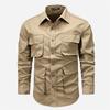Vintage American Style Loose Fit Cotton Long Sleeve Work Shirt For Men