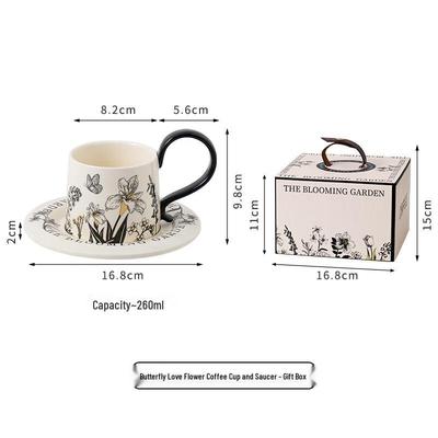 ZISIZ Ceramic Coffee Mug and Saucer Gift Set