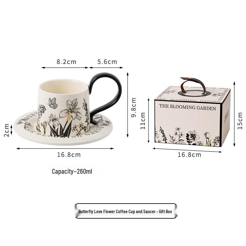 ZISIZ Ceramic Coffee Mug with Saucer and Spoon Gift Set