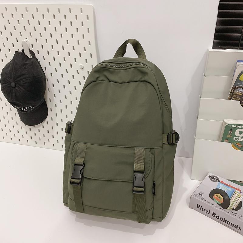 Solid Color Backpack Men's Nylon Waterproof Large Capacity Lightweight Travel Backpack Student School Bag