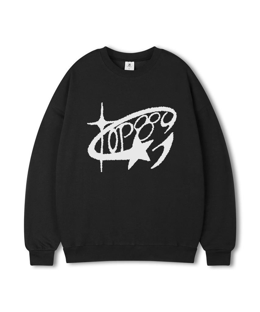 TOPBOY Round Star Oversized Printed Sweatshirt