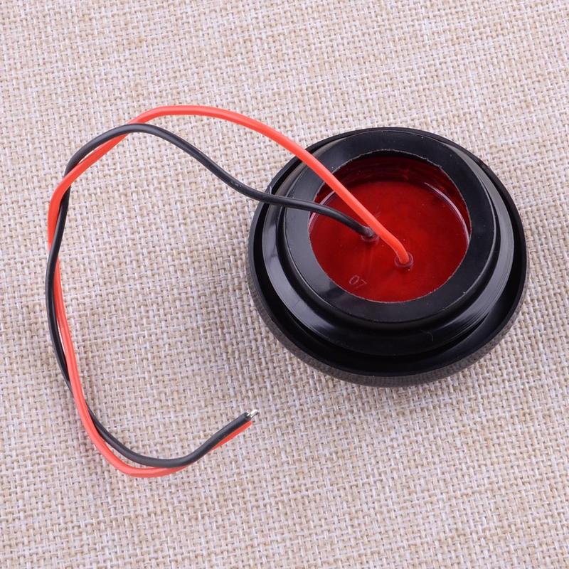 2pcs 12V Car Trailer Truck LED Red Round Side Marker Clearance Light Lamp