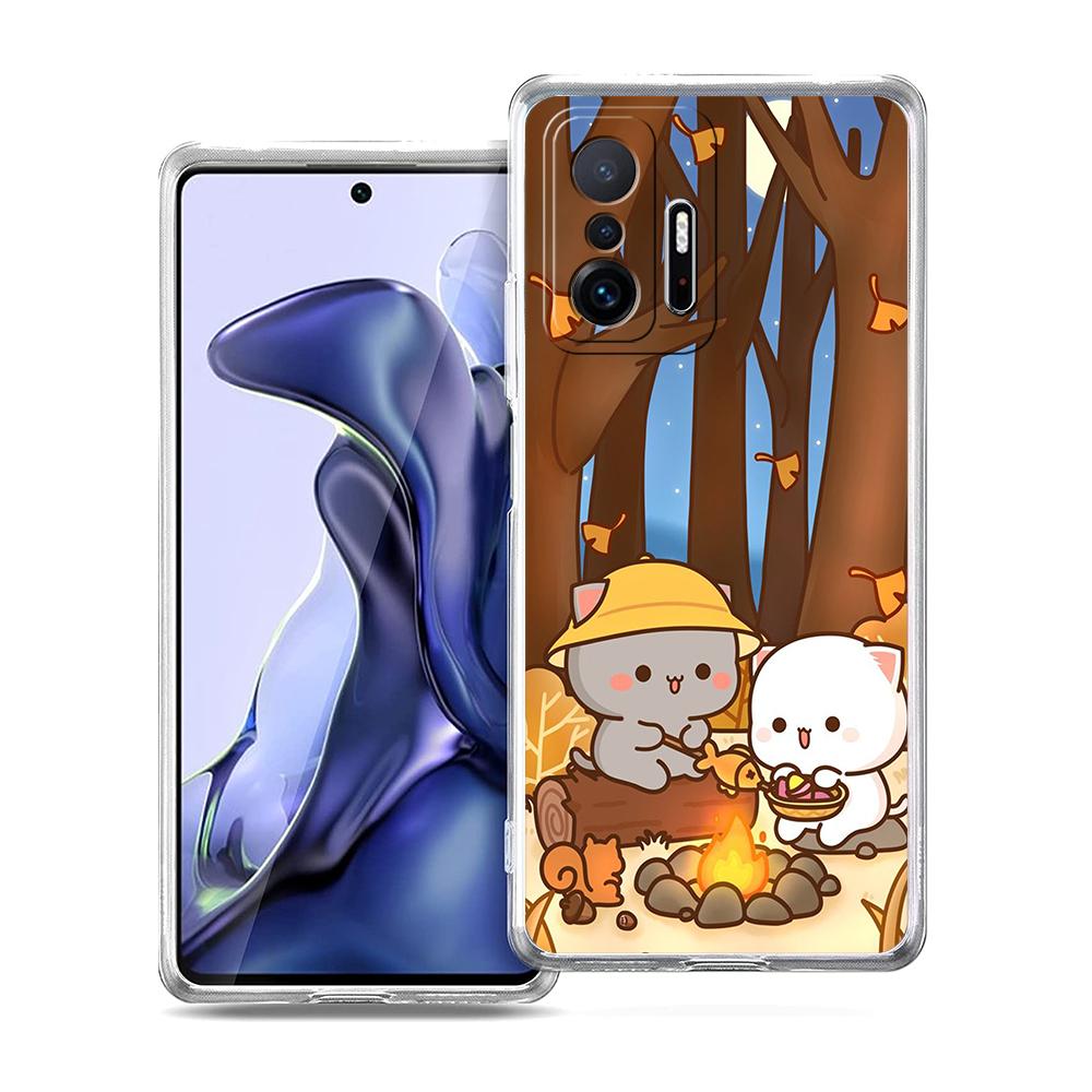 Peach And Goma Cat Phone Case for Xiaomi Mi Poco F3 X3 X4 GT NFC M3 M4 11 Ultra 12 11X 11i Pro Lite 5G Soft Transparent Cover