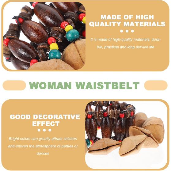 Milisten Tambora Dominicana 2 Pack African Nut Shell Bracelet Musical Instrument Handbell African Nut Bell Bracelet Bracelet, Musical Instrument Drum