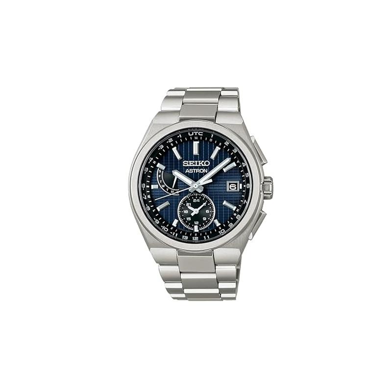 SEIKO Astron series waterproof 100m solar Quartz titanium strap men s watch blue dial SBXY065 синий