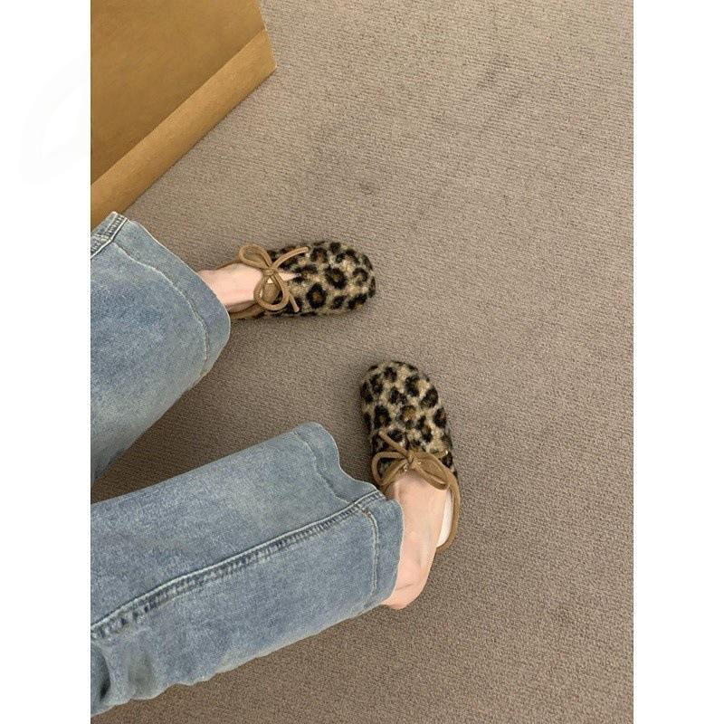Thick-soled fluffy slippers wear Mori soft flat-soled one-pedal velvet cotton Birkenstocks