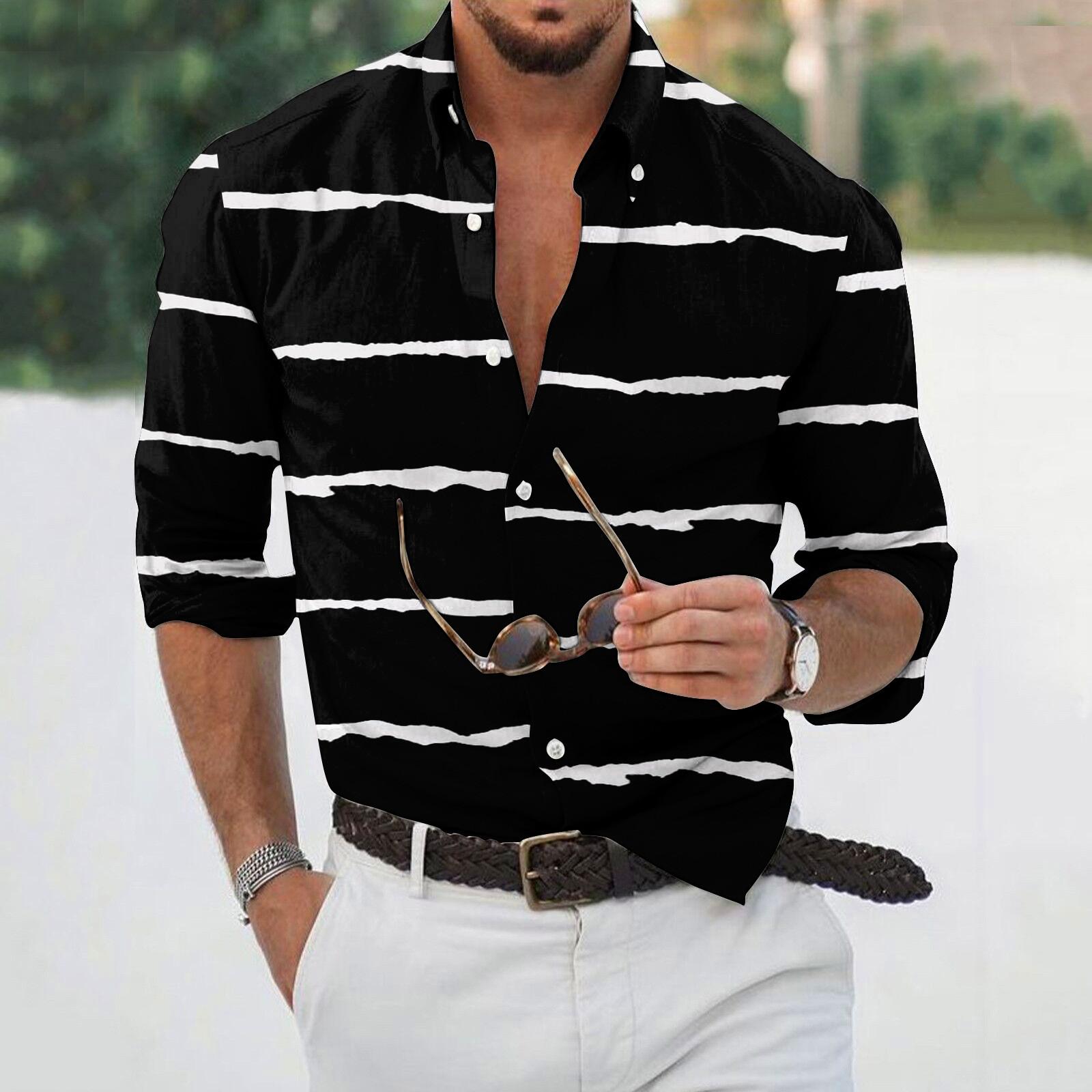 

Дизайнерська весна-літо чоловіча повсякденна сорочка з 3D-друком на Хеллоуїн, блузка, сорочка з довгим рукавом L чорний