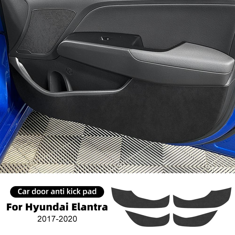 Door Anti-kick Pad For Hyundai ELANTRA  2017 2018   LHD RHD Car Leather Carbon Mat Trim Accessories