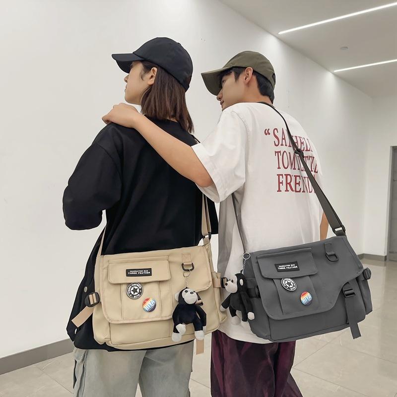 Dámská jednobarevná crossbody taška Pánská taška Messenger s velkou kapacitou Studentská taška přes rameno