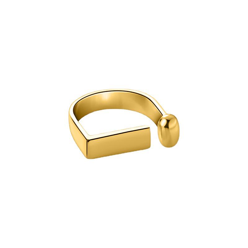 S925 Silver Geometric Open Rectangle Ring for Women - Japanese & Korean-Inspired Minimalist Design