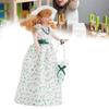 1:12 Miniature Porcelain Doll Green Dress Women Lady Doll Elegant Dollhouse Accessory