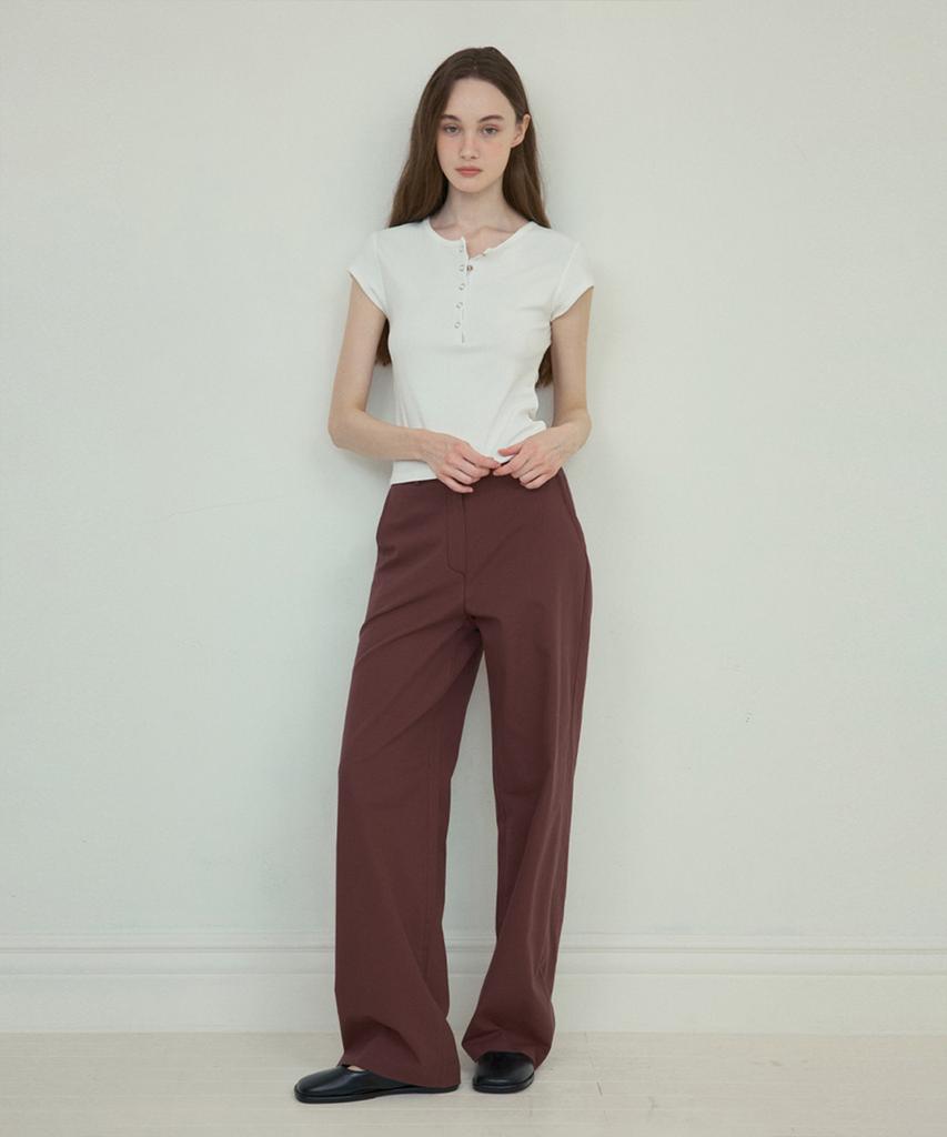 Aueonoseuteljia Vintage Snap Henryneck T-Shirt_Ivory(O25-Tp12)