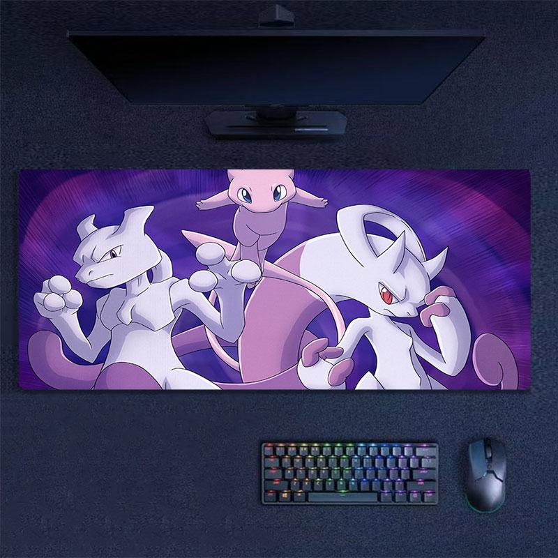 Mew Cartoon Mouse Pad, Large Gaming Desk Mat, Non-slip XXL Mousepad for Laptop & Tablet, Mini PC Playmat with Stitched Edges