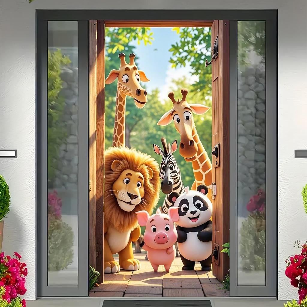 3D Visual Space Art Doorway Banner - Party Celebration Polyester Door Curtain Flag Decoration