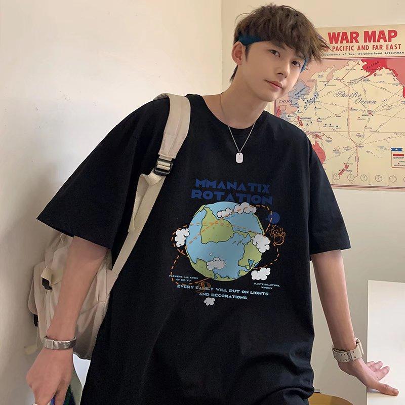 

Футболка с короткими рукавами для мужчин 2024 года, модная, с рукавом пять дюймов, универсальная, повседневная, свободная, студенческая, с короткими рукавами, повседневная, модная, с принтом 4XL чёрный