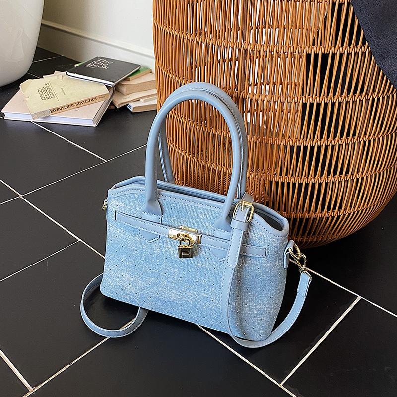 

Нишевая универсальная повседневная джинсовая сумка-ведро для ручной носки женская новая ретро простая сумка через плечо сумка-мессенджер синий