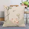 Vikama Chinese Ink Lotus Pillowcase Elegant Living Room Bedroom Sofa Cushion Cover Comfortable Zen Home Decoration