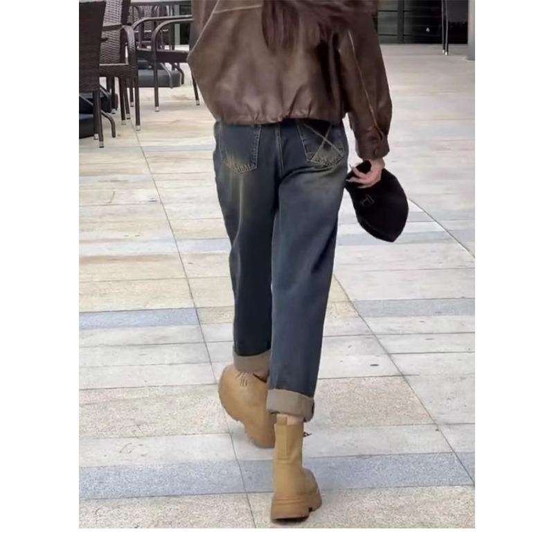 Plus-size Stretch Harlan Fleece Jeans for Women Winter