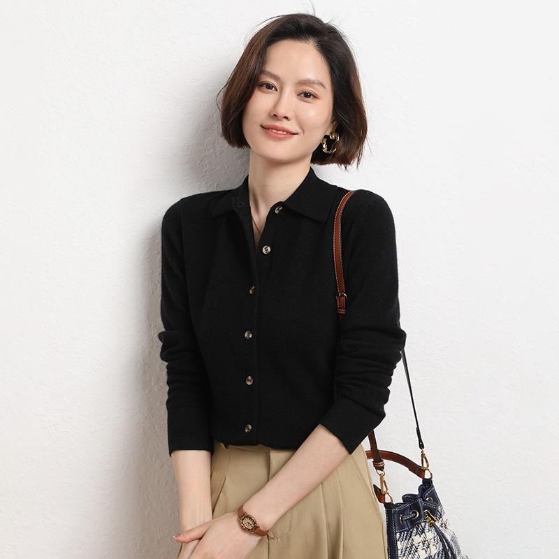 

INDFS Женская мода повседневная осень-зима однотонный принт длинный рукав поло воротник свитера XXL