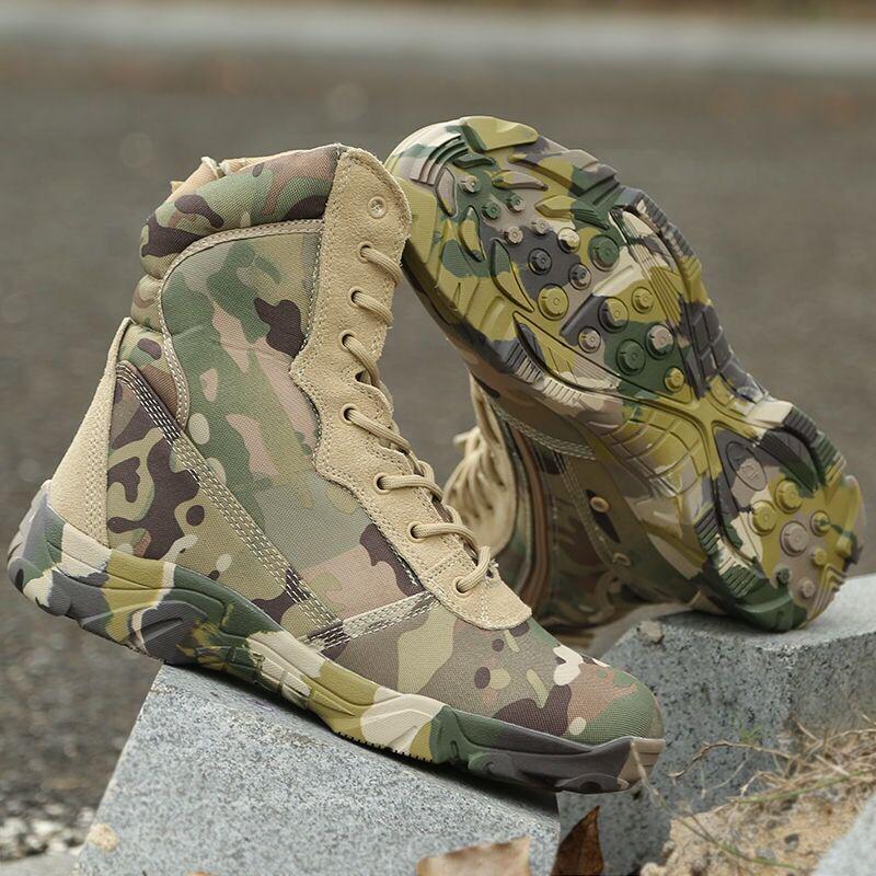 Outdoor Men's Boots High Top Python Camouflage Combat Boots Tactical Desert Boots Men Shoes  Motorcycle Boots Woman