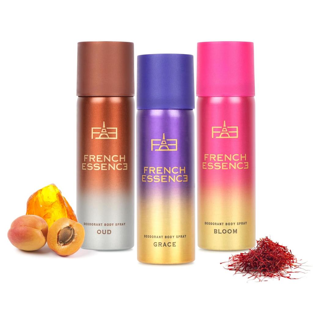 French Essence Deodorant Body Spray Combo For Women Pack Of 3 X 50ml - 1.7 Fl.oz. Each