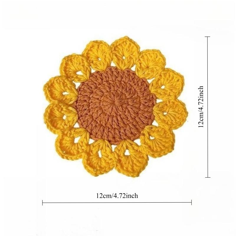 Hand-woven sunflower coaster creative home ornament thermal insulation table mat versatile holiday gift