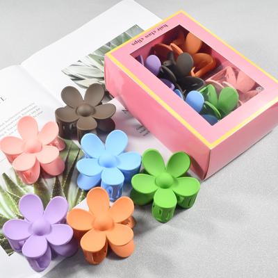 6Pcs/Set Box Package Cute Candy Colors Women Hair Clips Elegant Flowers Shape Hair Claw Clip For Lady Hair Accessories Daily Use