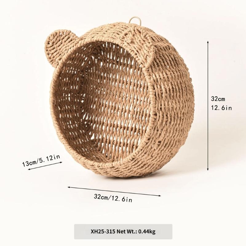 Rattan Wandregal Wandmontiertes schwebendes Regal, platzsparend für Küche, Wohnzimmer, Schlafzimmer Wand Holz Aufbewahrungsregale