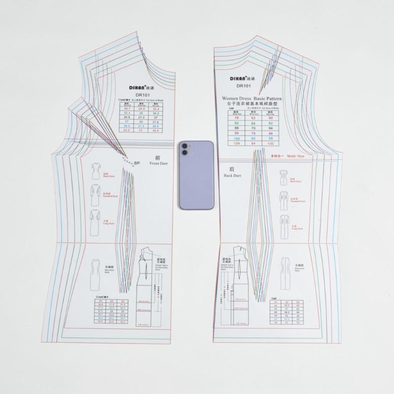 Multi-Size Dressmaking Ruler Dress Ruler Dress Pattern Template Easy to Use Sewing Tool for Sewing Efficiency