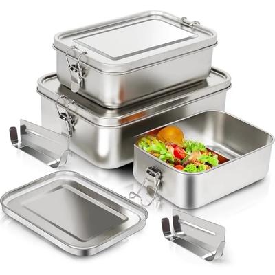 Cutie Bento din Oțel Inoxidabil Cutie de Prânz Metalică Recipiente pentru Depozitarea Alimentelor cu Clipuri Blocabile Cutii pentru Prânz Gustare pentru Muncă, Școală