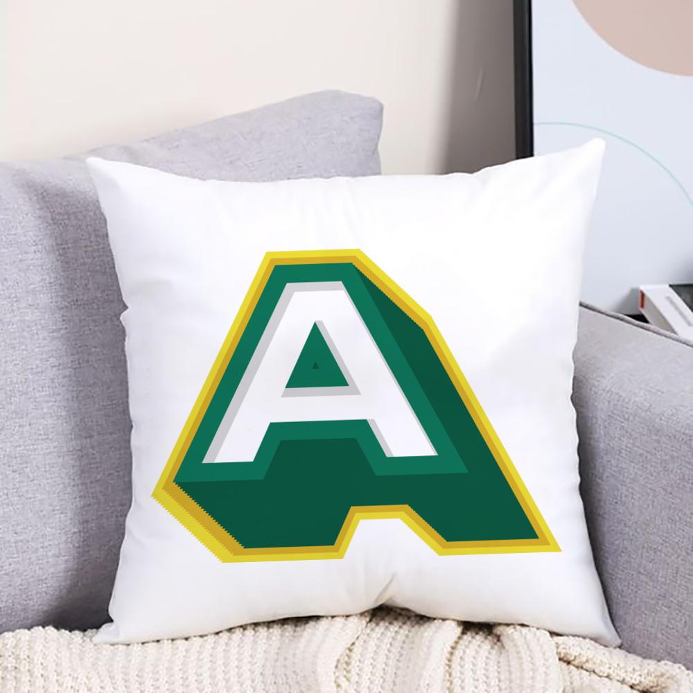 

Green 3D Alphabet Letter Effect Print White Square Pillow Case Cushion Cover Adult Children Home Housewarming Birthday Gifts M