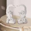 2Pcs Angel Statue Figurines Desk Figures Indoor Table Centerpiece Cherub Sculptures Feather