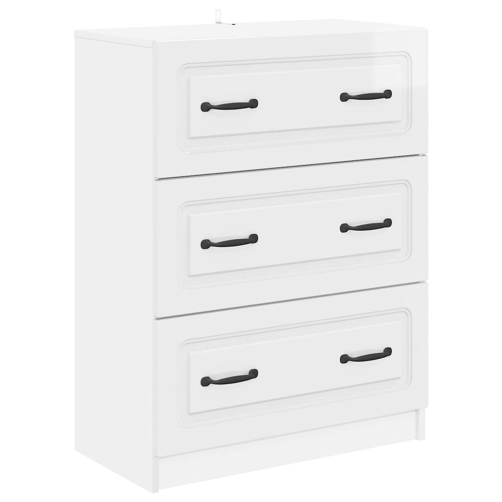 High Gloss White Drawer Cabinet 66 x 34.5 x 87 cm