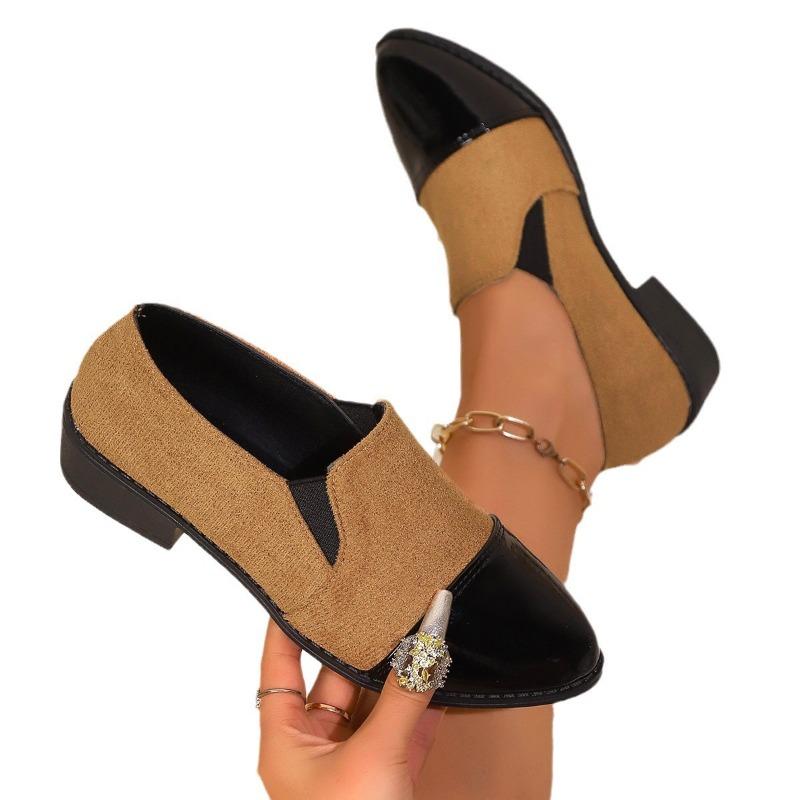 Large size single shoes women's new autumn leopard print pointed head thick heel one pedal casual shoes