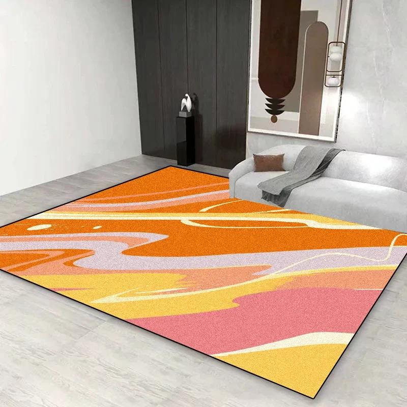 

Nordic Orange Geometric Area Rug Oversized Non-Slip Washable Carpet for Living Room Sofa Bedroom Floor Mat Modern Home Decor 80x120cm