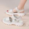 Women's Outdoors fashion trend anti-slip wear-resistant pure black belt soft soled high-heeled sandals White shoes