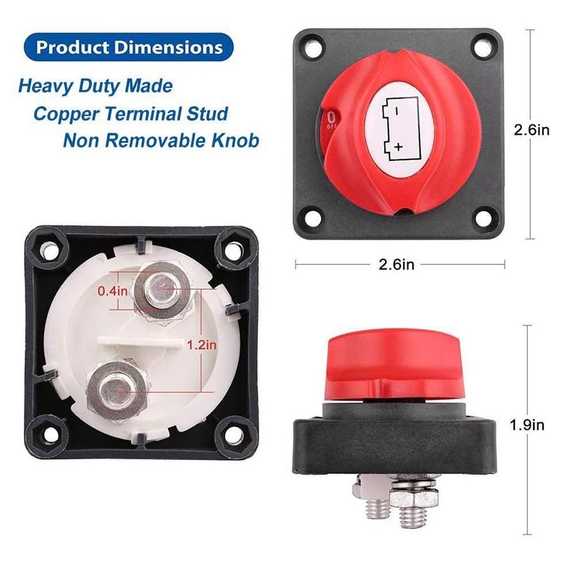 Battery Disconnect Switch Master Cut Shut Off Switch 12V 24V 48V For Marine Boat RV Waterproof Battery Isolator Switch-M53K