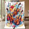 Flame Guitar Art Theme Blanket Lightweight Warm Flannel Blanket Decorative Throw Blanket for Home Decoration