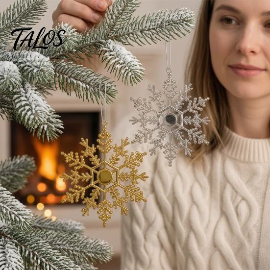 Christmas Ornaments for Porch Decorations 3Pcs Tree Snowflakes Ornaments, 10cm Glitter Hanging Plastic Snowflake Festive Atmosphere Winter Wonderland